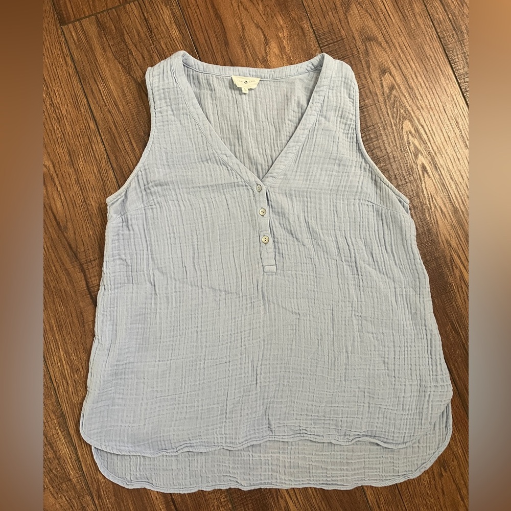 Lou & Grey Light Blue Gauze V-Neck Tank Top